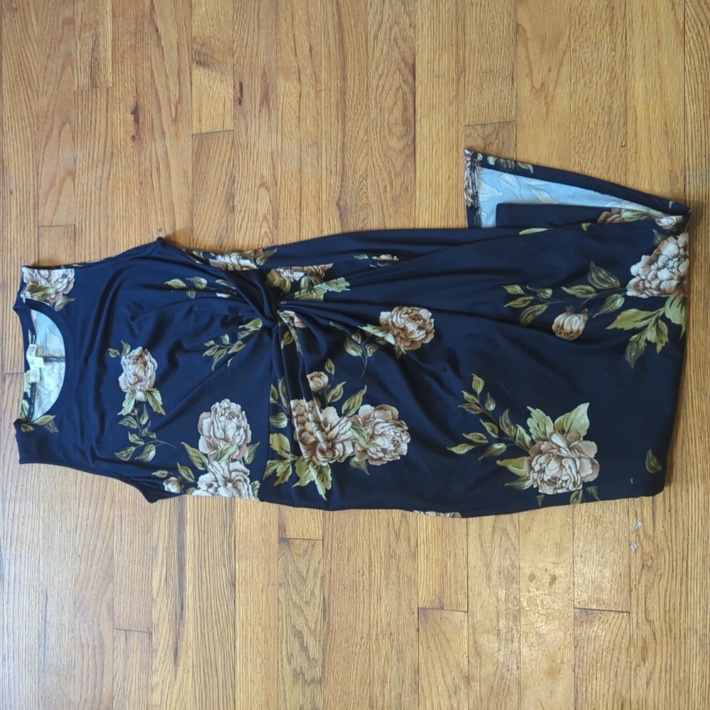 Floral Wrap Style Sleeveless Dress